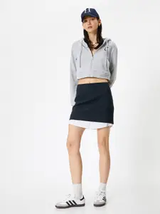 Koton Hooded Front-Open Crop Sweater