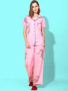 She N She Graphic Printed Night suit