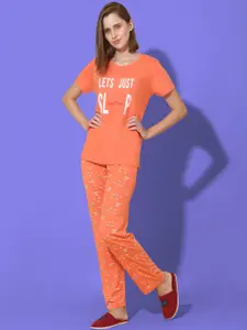 She N She Typography Printed Night suit