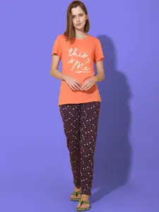 She N She Typography Printed Night suit