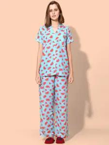 She N She Conversational Printed Night suit