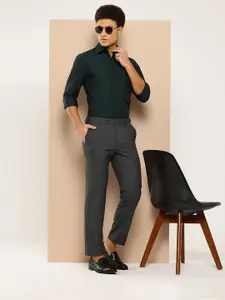 INVICTUS Men Adjustable Waistband Checked Formal Trousers