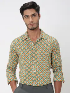 Mufti Slim Fit Geometric Printed Casual Shirt