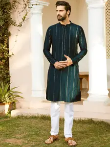 See Designs Embroidered Regular Sequinned Chanderi Silk Kurta with Pyjamas