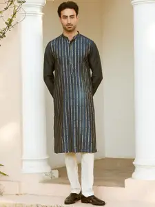 See Designs Embroidered Regular Sequinned Chanderi Silk Kurta with Pyjamas