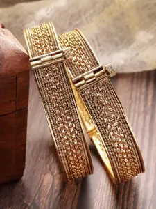 KARATCART Set Of 2 Gold Plated Bangles
