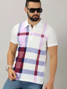 AUSK Checked Polo Collar Short Sleeves Regular T-shirt