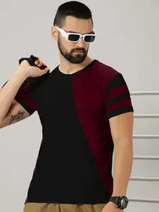 AUSK Colourblocked Round Neck Short Sleeves Regular T-shirt