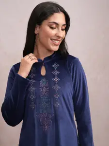 Vishudh Floral Yoke Design Keyhole Neck Kurta