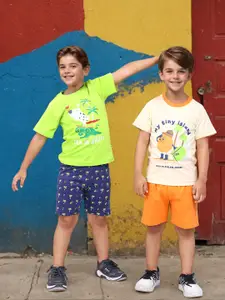 Toonyport Boys Pack Of 2 Printed T-shirt with Shorts