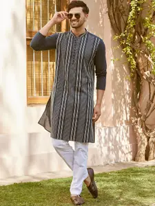 See Designs Striped Regular Sequinned Pure Cotton Kurta with Pyjamas