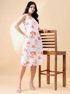 PowerSutra Floral Print Georgette A-Line Dress