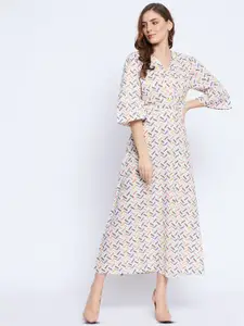 Ruhaans Print Flared Sleeve Maxi Dress