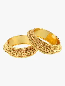 Adwitiya Collection Set of 2 Gold-Plated Stone Studded Bangles