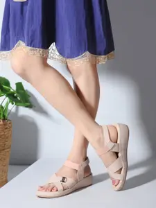 Carlton London Textured Buckle Detailed Comfort Heels