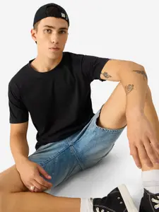 The Souled Store Black Round Neck Cotton T-shirt