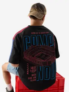 The Souled Store Graphic Printed Drop-Shoulder Sleeves Pure Cotton Oversized T-shirt