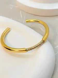 Dorada Jewellery Women Cubic Zirconia Gold-Plated Cuff Bracelet