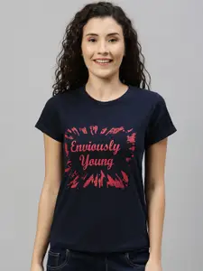Enviously Young Women Typography Printed Pure Cotton T-shirt
