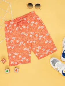 Pantaloons Junior Boys Floral Printed Mid-Rise Pure Cotton Shorts