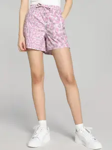 Puma Women Downtown Kitten Printed Cotton Shorts