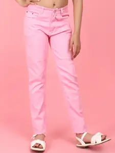 V-Mart Girls Mid-Rise Coloured Shade Clean Look Dobby Cotton Jeans