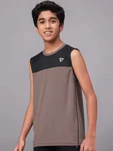 Technosport Boys SS'24 Colourblocked Sleeveless Moisture Wicking Slim Fit T-shirt