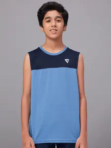 Technosport Boys Colourblocked Sleeveless Moisture Wicking Active T-shirt