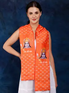 Exotic India Shree Ram and Ayodhya Mandir Printed Silk Scarf