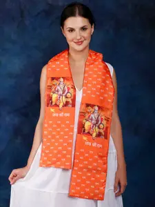 Exotic India Shree Ram and Ayodhya Mandir Printed Silk Scarf