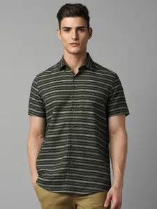 Louis Philippe Sport Slim Fit Horizontal Striped Pure Cotton Casual Shirt