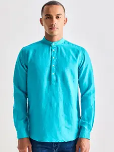 Red Flame Mandarin Collar Long Sleeves Kurta