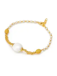 LUMIERE JEWEL Women Pearls Gold-Plated Link Bracelet