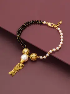 LUMIERE JEWEL Women Pearls Gold-Plated Link Bracelet