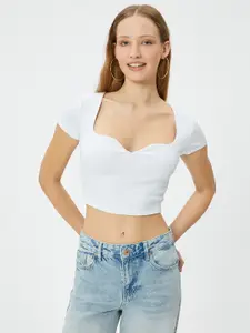 Koton Sweetheart Neck Cotton Crop Top