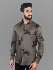 INDIAN THREADS Comfort Floral Printed Spread Collar Cotton Casual Shirt