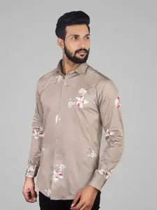 INDIAN THREADS Comfort Floral Printed Spread Collar Cotton Casual Shirt