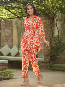 Rain & Rainbow Printed Pure Cotton Top With Palazzos