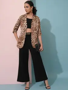 Tokyo Talkies Top & Trousers with Printed Blazer Co-Ords Set