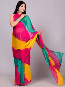 VL SAREES Colourblocked Pure Chiffon Leheriya Saree