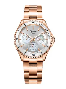 Alexandre Christie Women Embellished Dial & Stainless Steel Straps Analogue Multi Function Watch