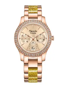 Alexandre Christie Women Embellished Dial & Stainless Steel Bracelet Style Straps Analogue Watch