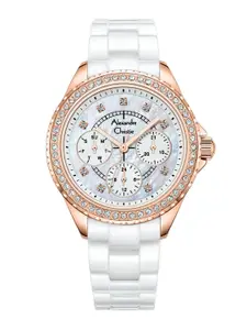 Alexandre Christie Women Embellished Dial & Stainless Steel Bracelet Style Straps Analogue Multi Function Watch