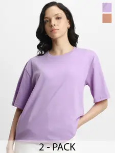 JUNEBERRY Pack Of 2 Oversized Pure Cotton T-shirts