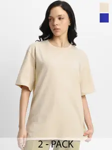 JUNEBERRY Pack Of 2 Oversized Pure Cotton T-shirts