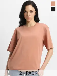 JUNEBERRY Pack Of 2 Oversized Pure Cotton T-shirts