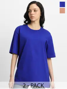 JUNEBERRY Pack Of 2 Oversized Pure Cotton T-shirts