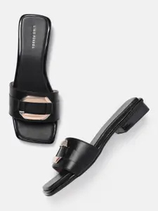 Lino Perros Metallic Detail Open Toe Flats