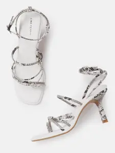 Lino Perros Snakeskin Print Strappy Slim Heels