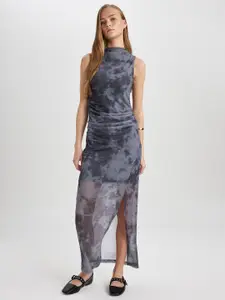 DeFacto Abstract Printed High Neck Maxi Dress